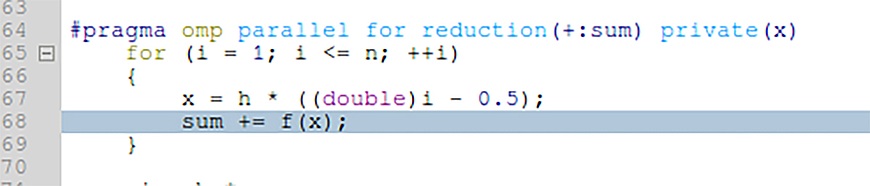 add a pragma to parallelize the “for” loop on line 68 add a pragma to parallelize the “for” loop on line 68