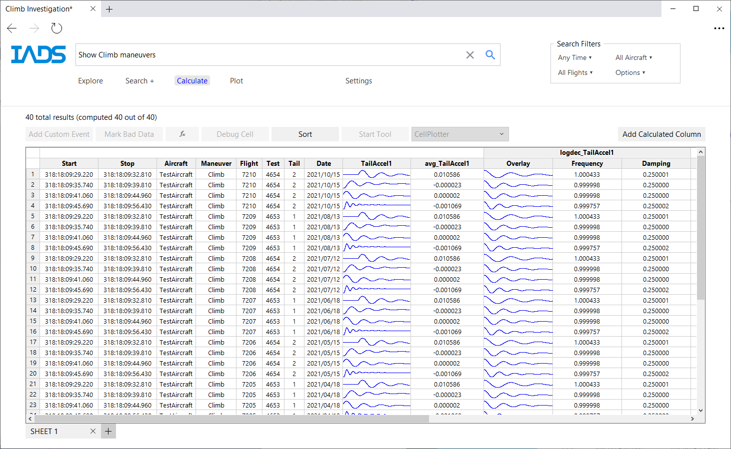 IADS Post test Explorer 4 Calculate page